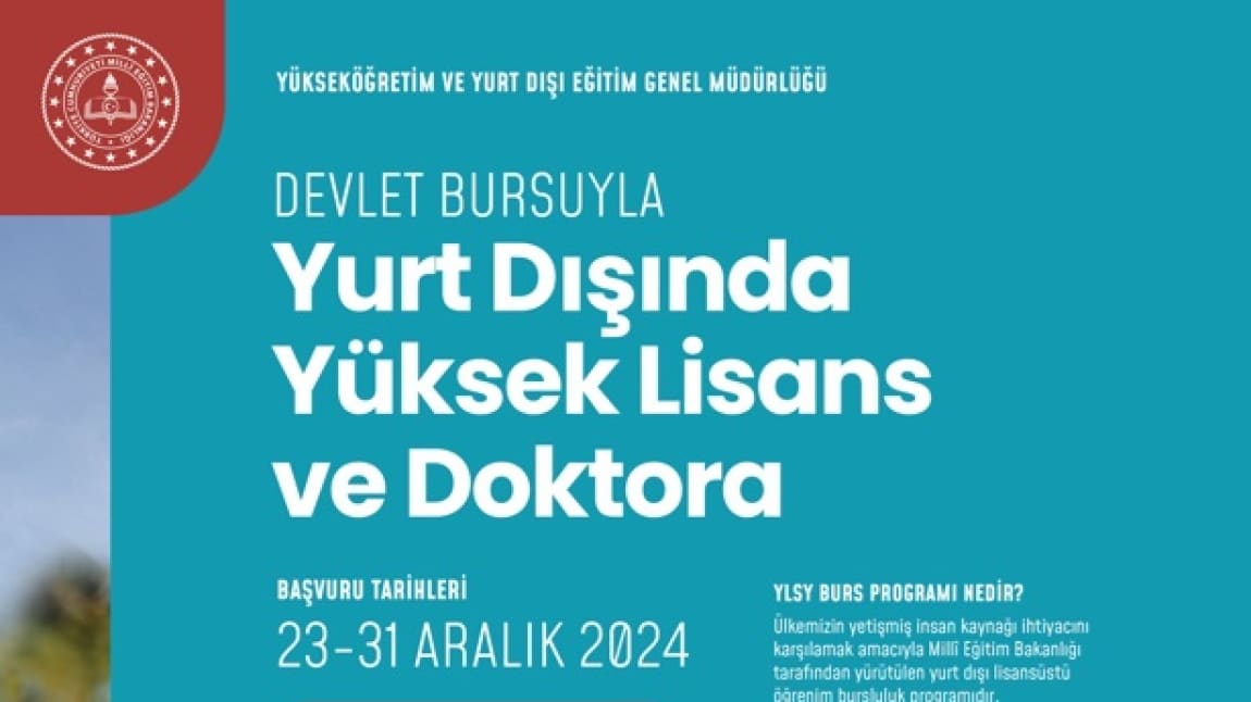 YURTDIŞINDA YÜKSEK LİSANS VE DOKTORA BAŞVURULARI